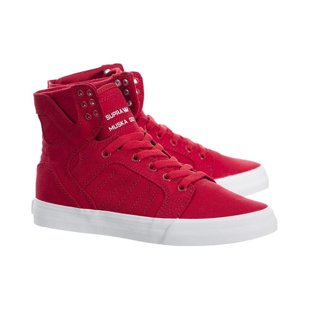 Baskets Montantes Supra SkyTop Rouge Red/White Femme | VQJ-56042380